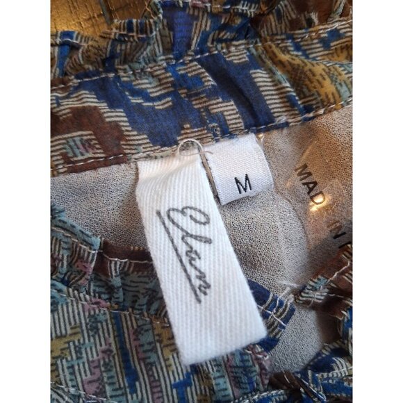 Elan Boho Chic Paisley Print Smocked Blouse Medium - Picture 3 of 6